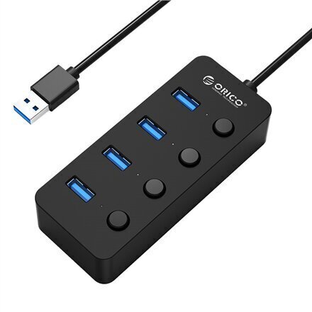 Orico USB 3.0 Hub with switches, 5x USB (black) цена и информация | USB adapterid ja jagajad | hansapost.ee