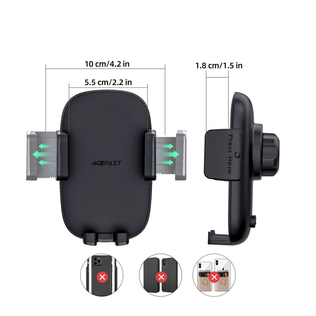 Acefast car phone holder for cockpit and ventilation grille black (D5 black) hind ja info | Telefonihoidjad | hansapost.ee