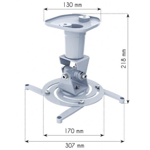 Techly laeprojektori hoidik, 22cm, kuni 10kg, valge, reguleeritav цена и информация | Teleri seinakinnitused ja hoidjad | hansapost.ee