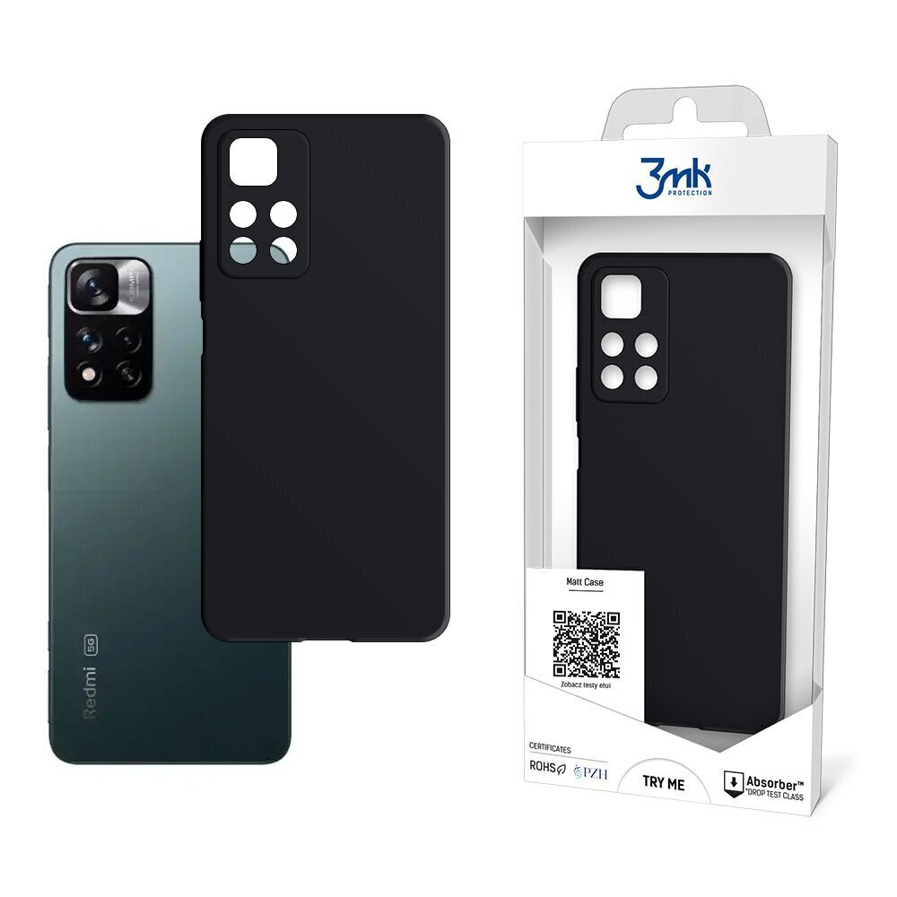 Xiaomi Redmi Note 11 Pro 4G/5G - 3mk Matt Case black hind ja info | Telefonide kaitsekaaned ja -ümbrised | hansapost.ee