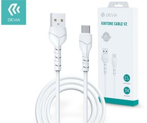 USB кабель Devia Kintone Type-C 1.0m белый 5V 2.1A цена и информация | Кабели для телефонов | hansapost.ee