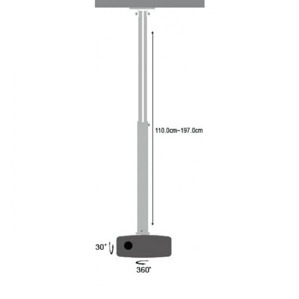 Techly laeprojektori hoidik, 110-197cm, kuni 15kg reguleeritav, hall hind ja info | Teleri seinakinnitused ja hoidjad | hansapost.ee