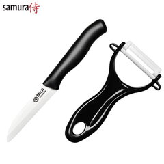 Комплект Samura 2в1 из керамического фруктового ножа 75 мм + керамической овощечистки, черный цена и информация | Ножи и аксессуары для них | hansapost.ee