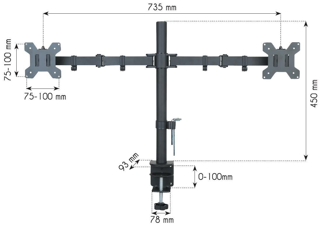 Techly 2X LED/LCD 13-27" 20 hind ja info | Monitori kinnitused | hansapost.ee