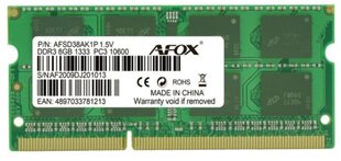 AFOX SO-DIMM DDR3 8GB memory module 1333 MHz цена и информация | Объём памяти (RAM) | hansapost.ee