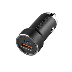 Forever CC-06 PD3.0 + QC3.0 car charger 1x USB-C 1x USB 20W black hind ja info | Laadijad mobiiltelefonidele | hansapost.ee