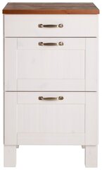 Кухонный шкафчик Notio Living Dennis 60 с 3 ящиками, белый / коричневый цена и информация | Кухонные шкафчики | hansapost.ee