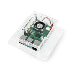 Корпус для Raspberry Pi 4B - акрил Vesa V2 + вентилятор - прозрачный. цена и информация | электроника с открытым кодом | hansapost.ee