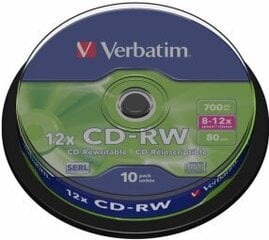 CD-RW диски Verbatim 43480 цена и информация | Виниловые пластинки, CD, DVD | hansapost.ee