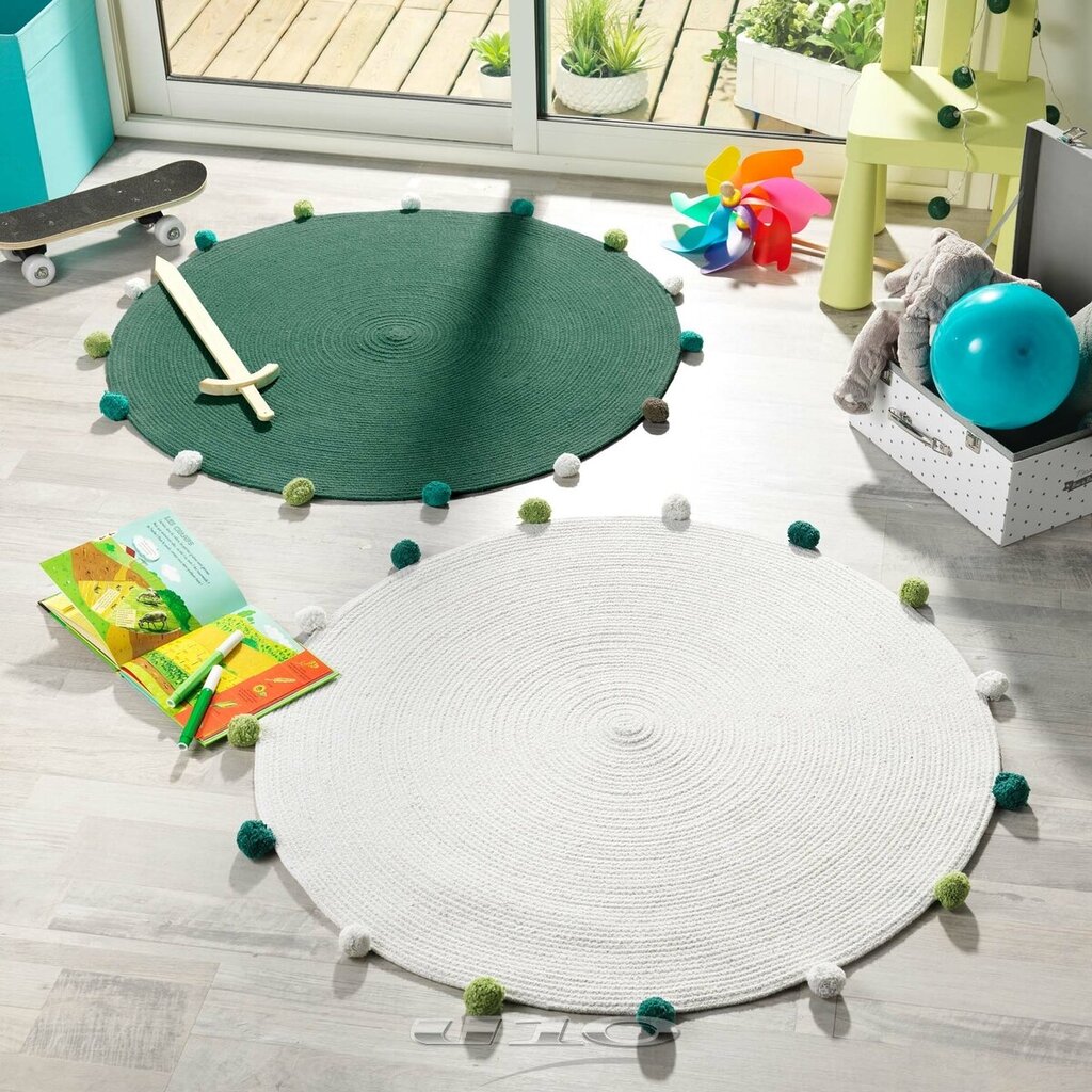 Douceur d'Intérieur vaip Pompomparty, roheline, Ø 90 cm цена и информация | Vaibad | hansapost.ee