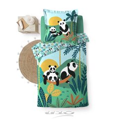 Douceur d'Intérieur voodipesukomplekt Panda Life, roheline, 140 x 200 + 63 x 63 cm цена и информация | Детское постельное бельё | hansapost.ee