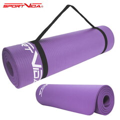 Нескользкий коврик для тренировок фитнеса и йоги SportVida NBR (180x60x1 см), фиолетовый цена и информация | Коврики для йоги, фитнеса | hansapost.ee