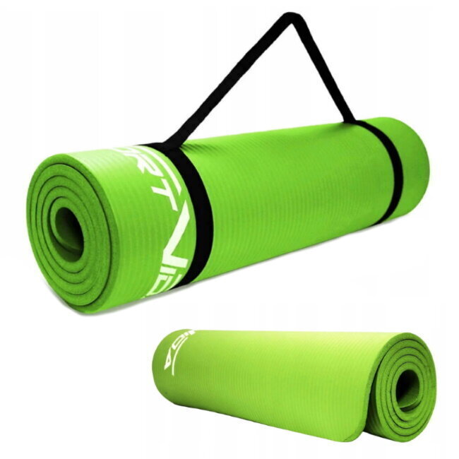 Treeningmatt SportVida NBR Non-Slip Exercise Mat 180x60x1 cm, roheline hind ja info | Joogamatid | hansapost.ee