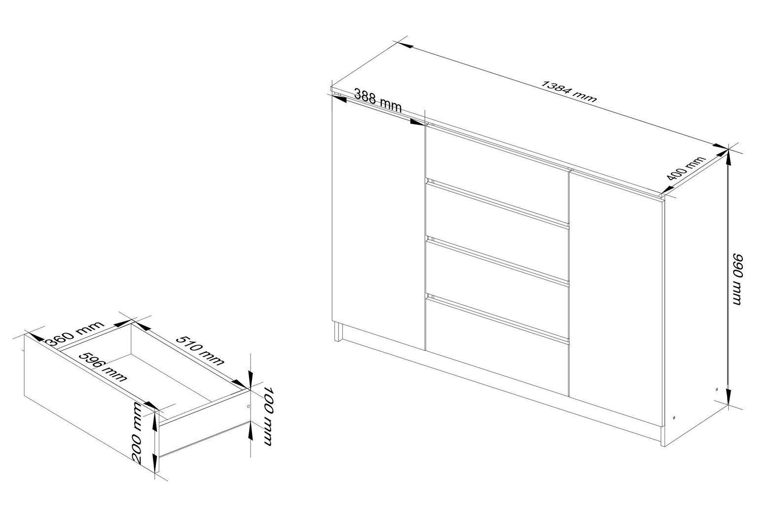 Kummut NORE K140 2/4, pruun price and information | Kummutid | hansapost.ee