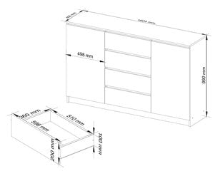 Kummut NORE K160 2/4, pruun цена и информация | Комоды | hansapost.ee