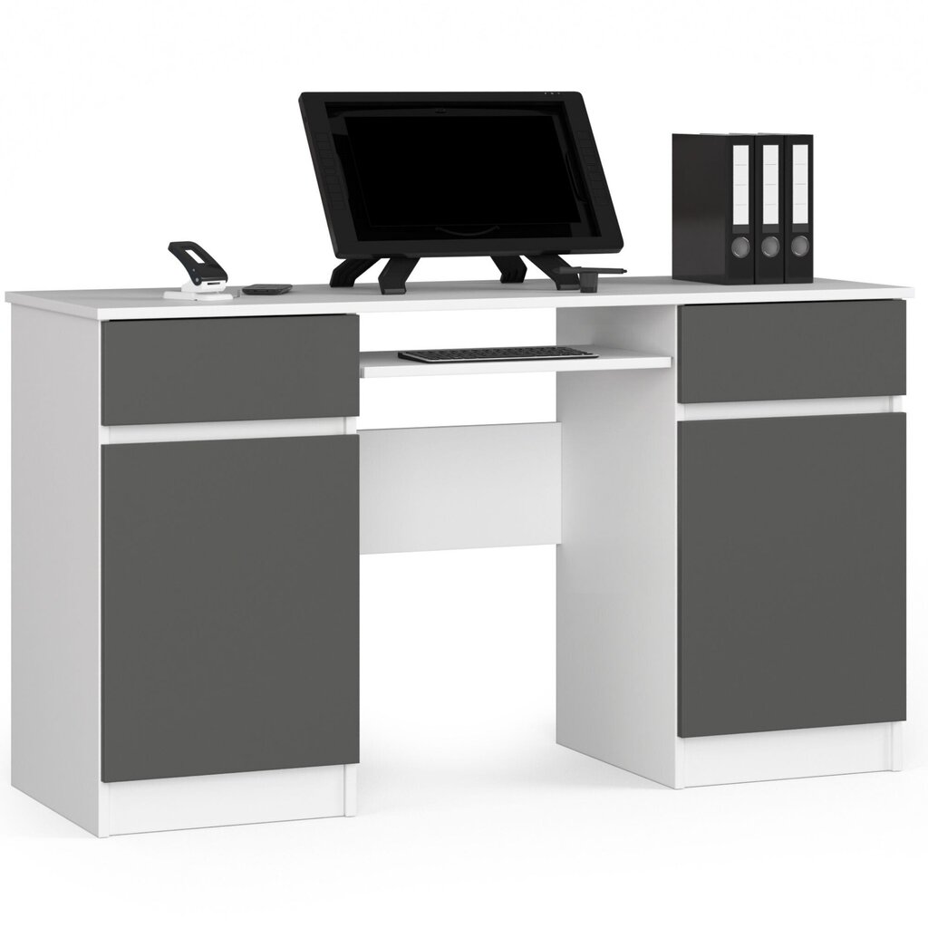 Kirjutuslaud NORE A5, hall/valge hind ja info | Arvutilauad, kirjutuslauad | hansapost.ee