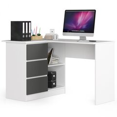 Письменный стол NORE B16, левый, белый/серый цвет цена и информация | Компьютерные, письменные столы | hansapost.ee
