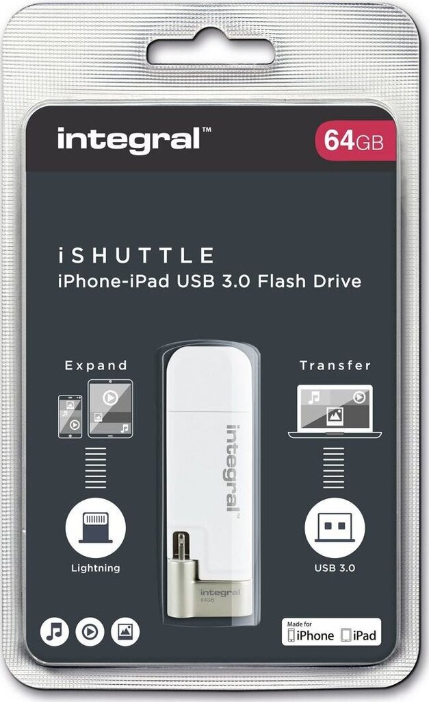 Integral iShuttle USB 3.0 64 GB hind ja info | Mälupulgad | hansapost.ee
