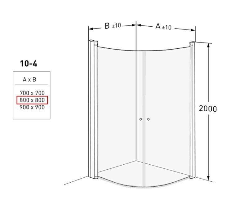 Poolringikujuline dušikabiin IDO Showerama 10-4 80X80, osaliselt mattklaas hind ja info | Dušikabiinid | hansapost.ee