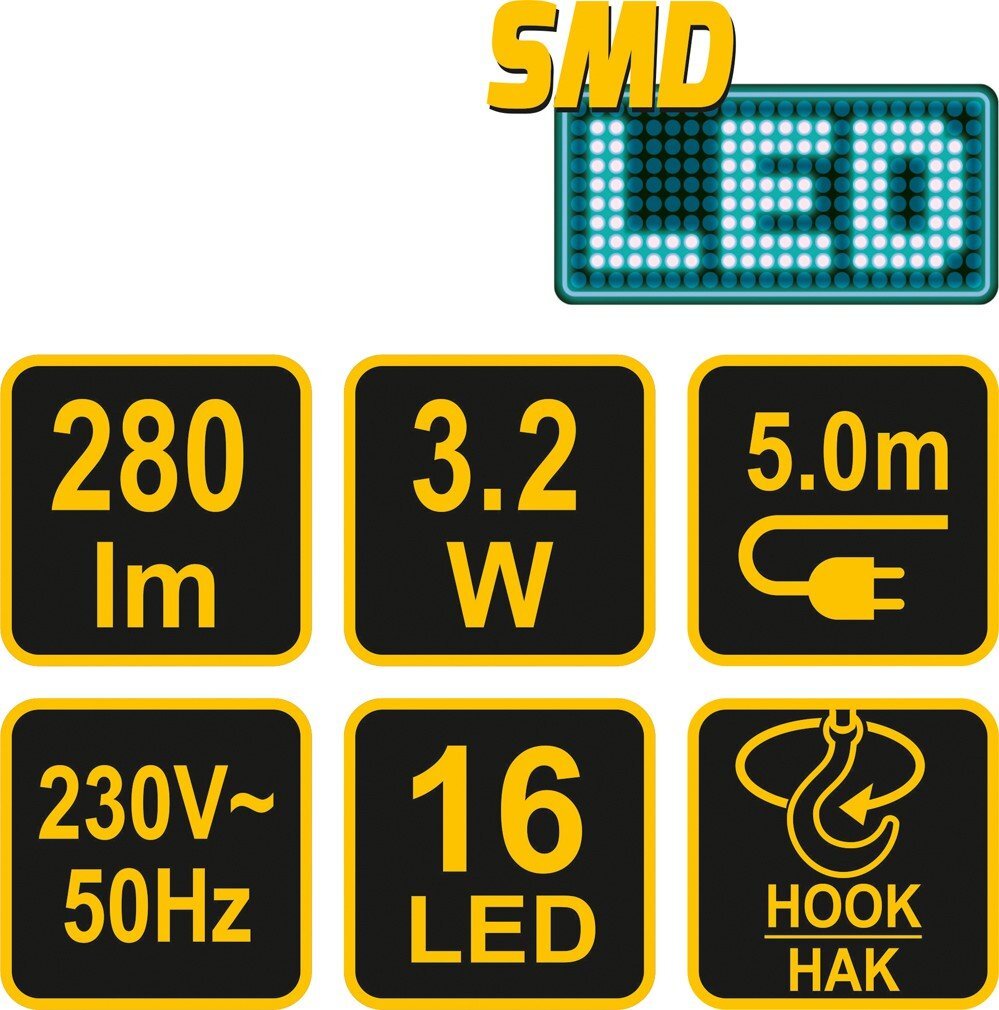 Kaasaskantav valgusti teenindamiseks 16 LED, 3.2W, 280lm Vorel hind ja info | Taskulambid, pealambid ja prožektorid | hansapost.ee