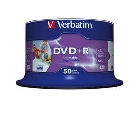 Verbatim DVD+R Wide Inkjet Printable No ID Brand 4,7 ГБ 50 шт. цена и информация | Виниловые пластинки, CD, DVD | hansapost.ee