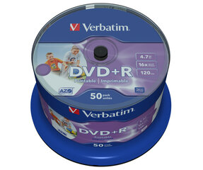 Verbatim DVD+R Wide Inkjet Printable No ID Brand 4,7 ГБ 50 шт. цена и информация | Виниловые пластинки, CD, DVD | hansapost.ee
