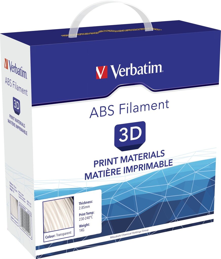3D pliiatsi täiteplastik 1kg läbipaistev ABS 2,85mm, Verbatim/3 hind ja info | Nutiseadmed ja lisatarvikud | hansapost.ee