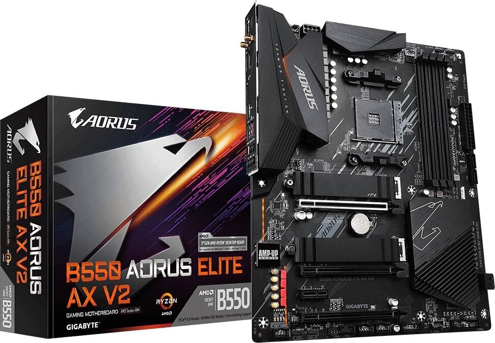 Emaplaat Gigabyte B550 AORUS ELITE AX V2 1.0 Processor family AMD, Processor socket AM4, DDR4 DIMM, Memory slots 2, Number of SATA connectors 4 x SATA 6Gb/s connectors, Chipset AMD B, ATX hind ja info | Emaplaadid | hansapost.ee