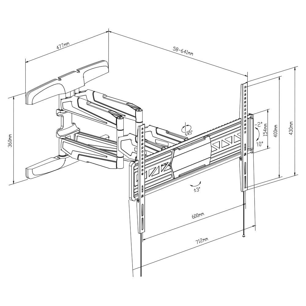 TM Electron, Vesa 600x400 32"-65" hind ja info | Teleri seinakinnitused ja hoidjad | hansapost.ee