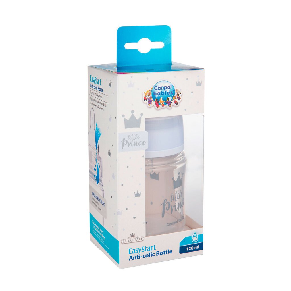 Laia kaelaga pudel Canpol babies, Anti-colic PP Easy Start Royal Baby, 120 ml, 35/233, blue hind ja info | Lutipudelid ja tarvikud | hansapost.ee