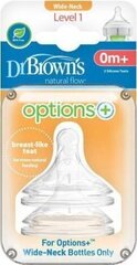Силиконовая соска для бутылочки Dr.Browns WN1201 с широким горлышком, I уровень 0-3 месяца,  2 шт. цена и информация | Dr. Brown's Приспособления для кормления | hansapost.ee