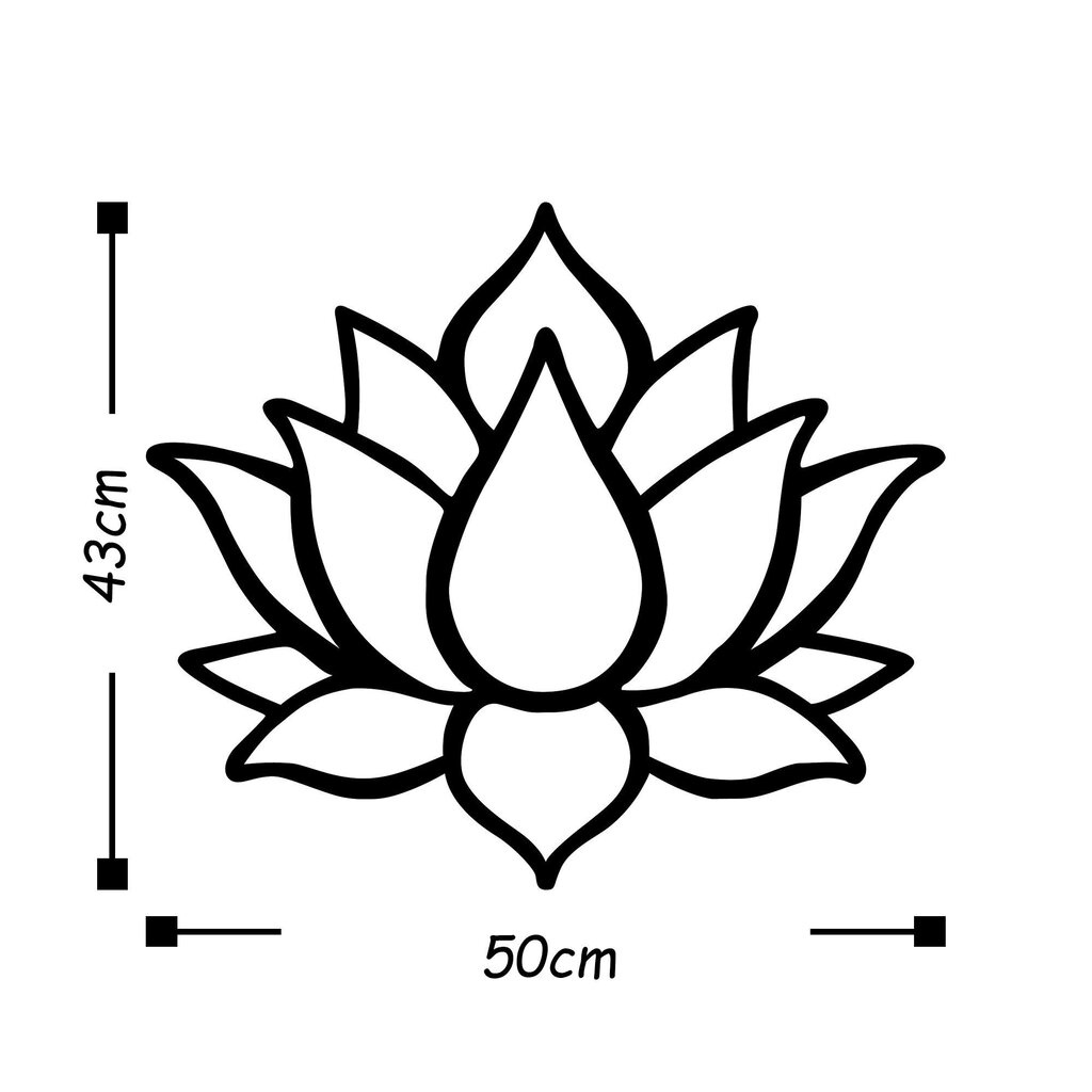 Metallist seinakaunistus Lotus Flower 1, 50x43 cm hind ja info | Sisustuselemendid | hansapost.ee