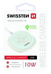 Беспроводное зарядное устройство Swissten 10W с USB-C 1.5 м кабелем, белое цена и информация | Зарядные устройства для телефонов | hansapost.ee