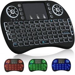 RoGer Q8 Wireless Mini Keyboard For PC / PS3 / XBOX 360 / Smart TV / Android + TouchPad Black (With RGB Backlight) hind ja info | Klaviatuurid | hansapost.ee