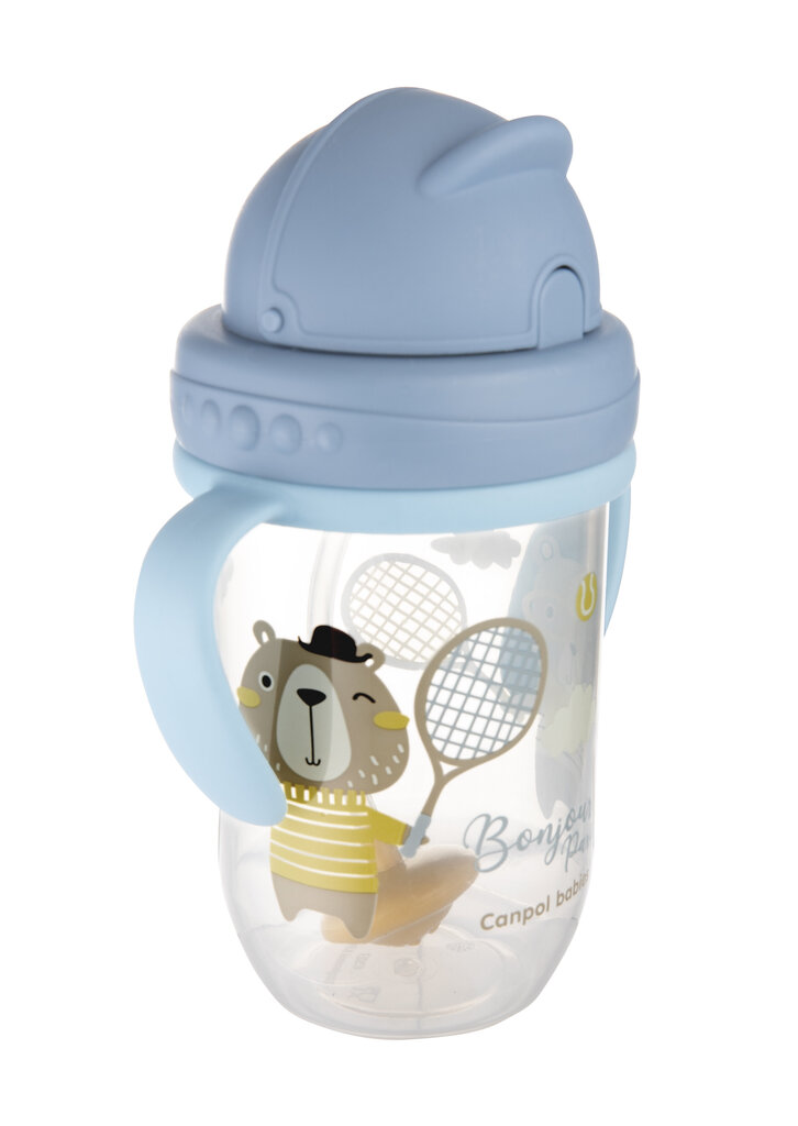 Mittelekkiv pudel kõrrega Canpol Babies BONJOUR PARIS, 6 kuud+, 270 ml, sinine, 56/607_blu цена и информация | Lutipudelid ja tarvikud | hansapost.ee