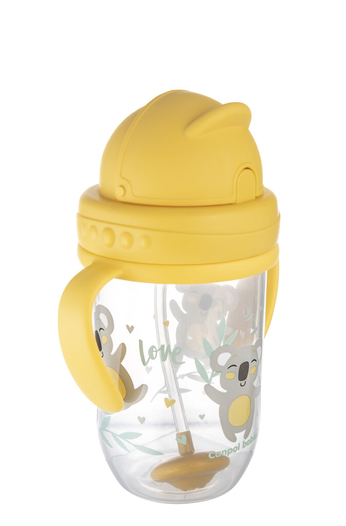 Mittelekkiv pudel kõrrega Canpol Babies Exotic Animals, 6 kuud + 270 ml, kollane, 56/606_yel цена и информация | Lutipudelid ja tarvikud | hansapost.ee