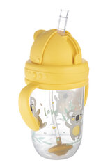 Mittelekkiv pudel kõrrega Canpol Babies Exotic Animals, 6 kuud + 270 ml, kollane, 56/606_yel hind ja info | Canpol Babies Beebide toitmiseks | hansapost.ee