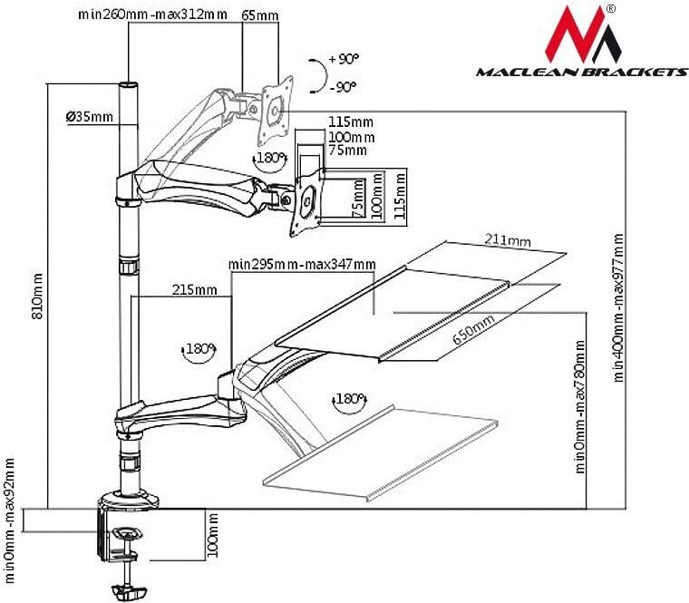 Maclean MC-681 hind ja info | Monitori kinnitused | hansapost.ee