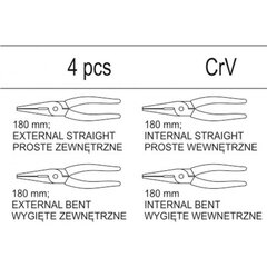 Футляр с инструментами YATO YT-55443 | набор плоскогубцев для колец | CrV | 170x380x40 мм | 4 шт. цена и информация | Ящики для инструментов, держатели | hansapost.ee