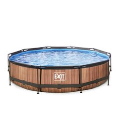 Каркасный бассейн Exit Timber с фильтром, 360x76 см, коричневый цена и информация | Бассейны | hansapost.ee
