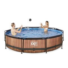 Каркасный бассейн Exit Timber с фильтром, 360x76 см, коричневый цена и информация | Бассейны | hansapost.ee