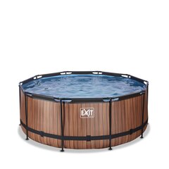 Каркасный бассейн Exit Premium Wood 360x122 см, с песчаным фильтром цена и информация | Бассейны | hansapost.ee