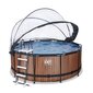 Karkassiga bassein liivafiltri ja katusega Exit Premium Wood ø360x122 cm, pruun hind ja info | Basseinid | hansapost.ee