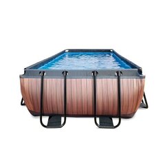 Каркасный бассейн Exit Wood, 400x200cm, с фильтром, коричневый цена и информация | Бассейны | hansapost.ee