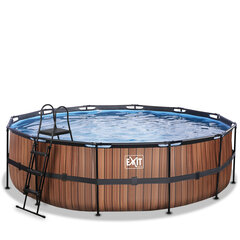 Каркасный бассейн с песочным фильтром Exit Wood, ø488x122 см, коричневый цена и информация | Бассейны | hansapost.ee