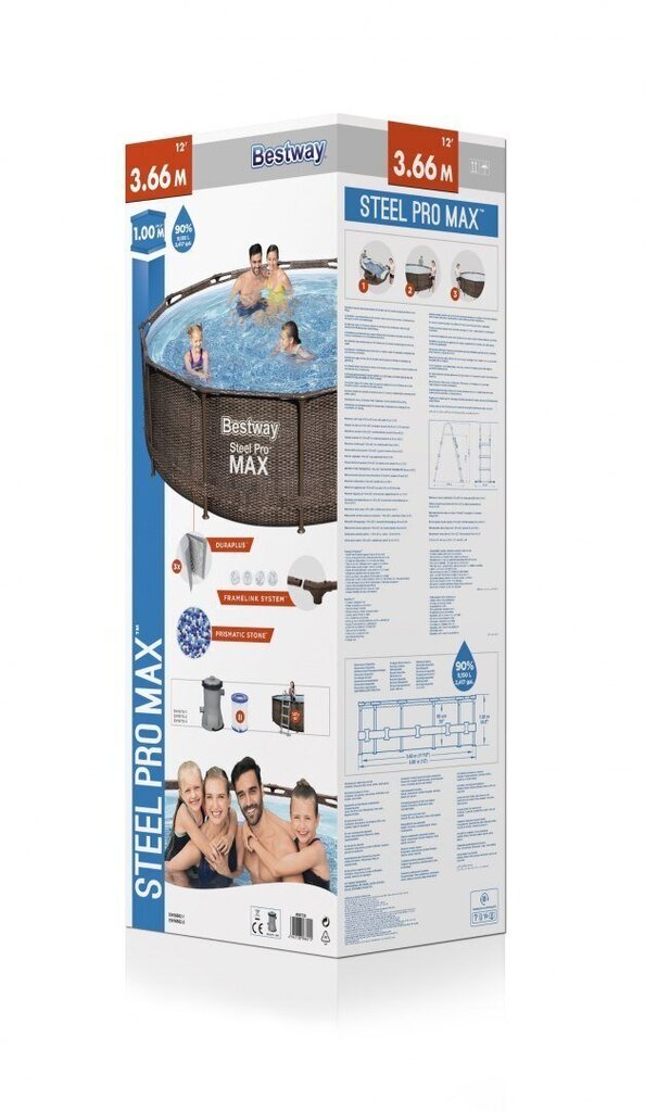 Karkassiga bassein Bestway Steel Pro Max Swim Vista 366x100 cm, filtriga цена и информация | Basseinid | hansapost.ee