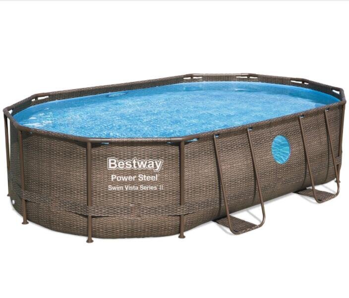 Karkassiga bassein Bestway Power Steel Swim Vista Oval 488x305x107 cm, koos filtriga цена и информация | Basseinid | hansapost.ee