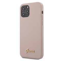 Силиконовый прочный задний чехол-крышка для Apple iPhone 12 Pro Max Guess GUHCP12LLSLMGLP Script Logo Розовый цена и информация | Чехлы для телефонов | hansapost.ee