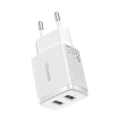 <p>Сетевая зарядка Baseus Compact Charger 2U 10.5W 2xUSB белая CCXJ010201</p>
 цена и информация | Зарядные устройства для телефонов | hansapost.ee