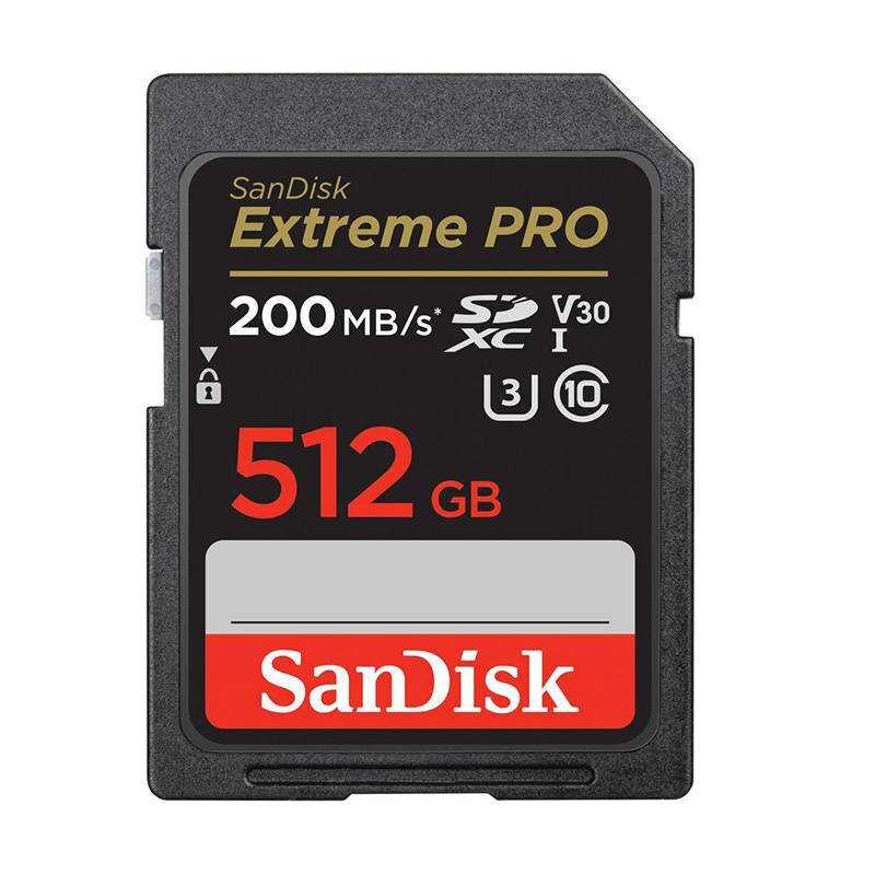 SANDISK EXTREME PRO SDXC 512GB 200/140 MB/s UHS-I U3 memory card (SDSDXXD-512G-GN4IN) hind ja info | Mälukaardid mobiiltelefonidele | hansapost.ee